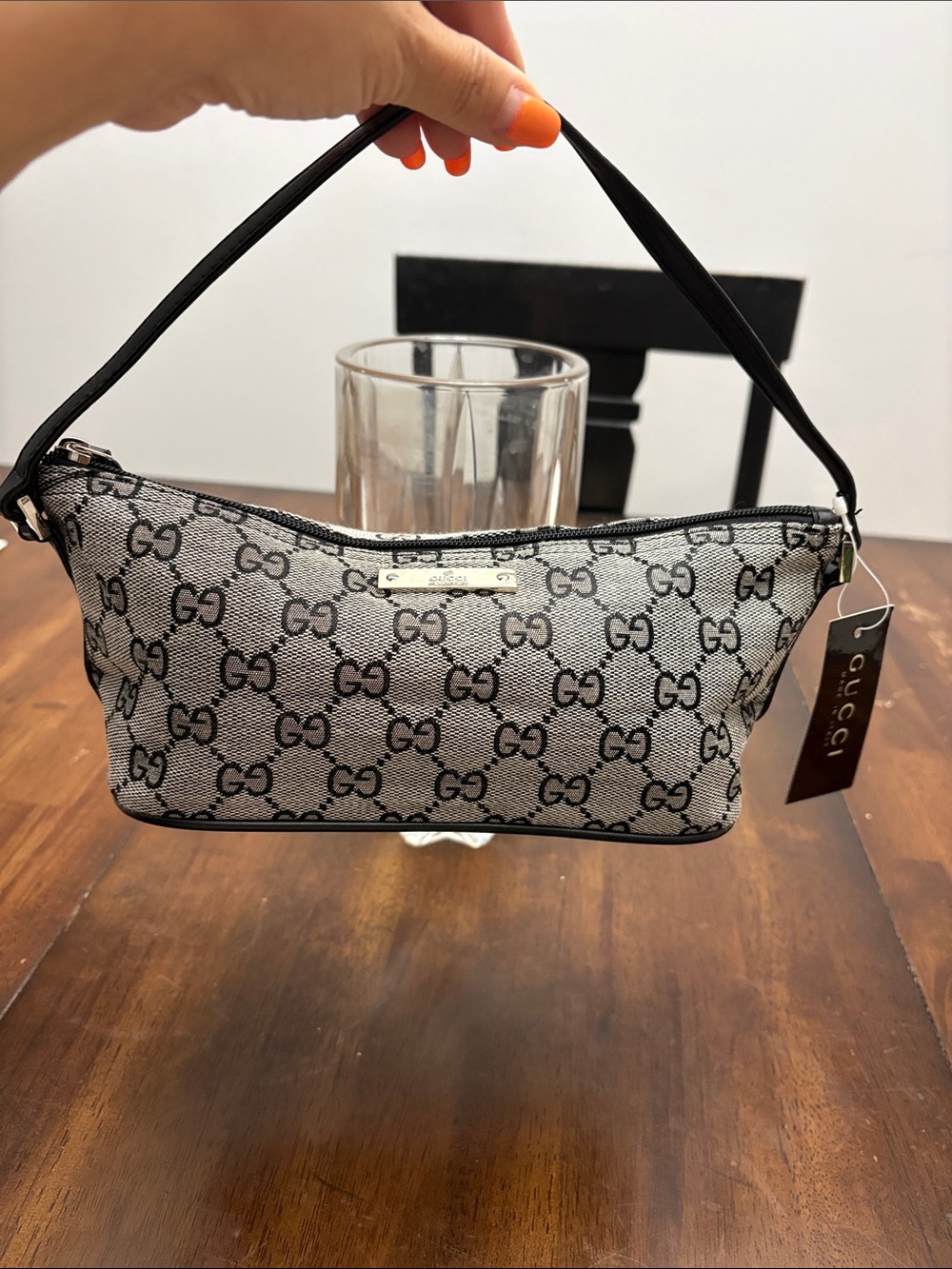 GG Gray and Black Canvas Wristlet with dust bag. New with tags. - Picture 5 of 11
